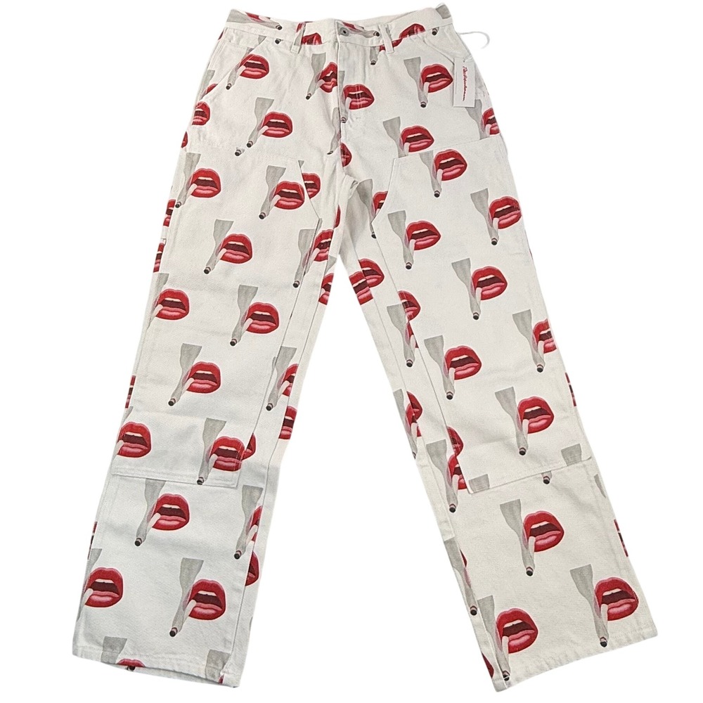 Emotionally Unavailable x Tom Wesselmann Mouth Cigarette Carpenter Pants White L